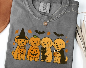 Goldendoodle Halloween Shirt, Goldendoodle Fall Tshirt Dog Trick Or Treat Spooky Season T shirt Costume T-shirt Pumpkin Coffee Tee c