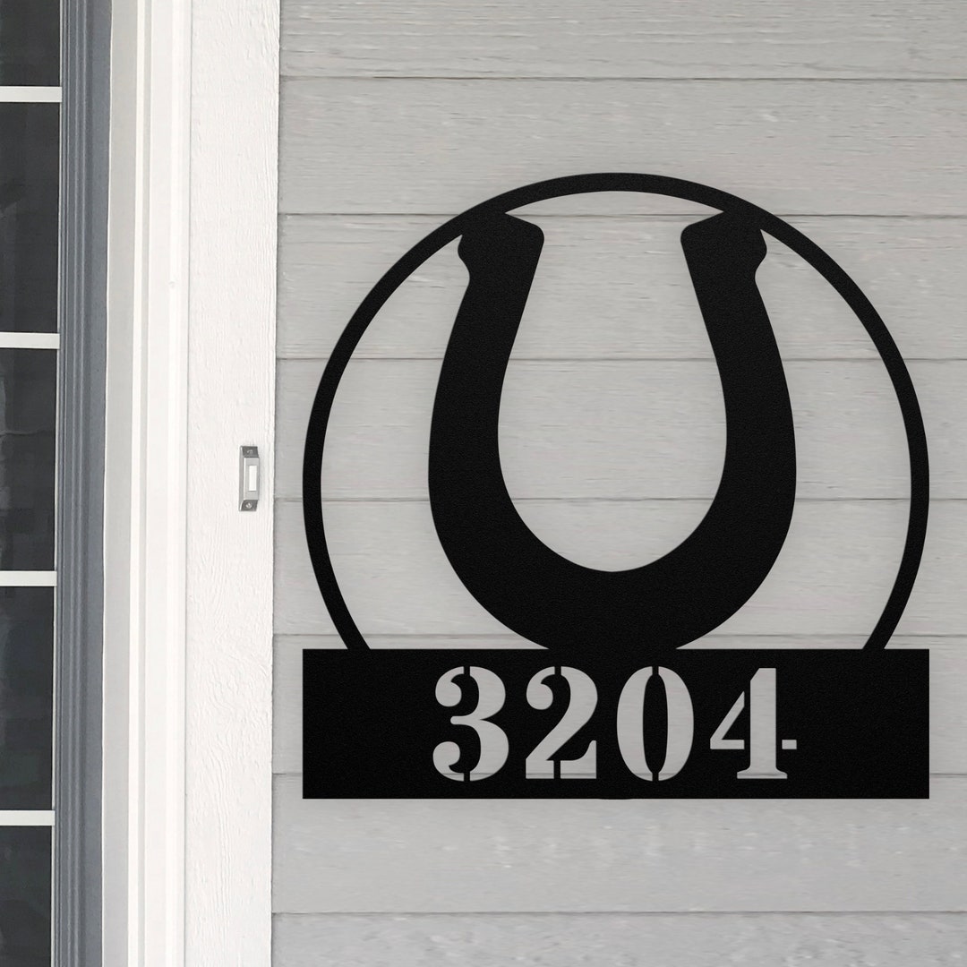 Personalized Horseshoe Address House Number Sign Farm Ranch Metal Wall