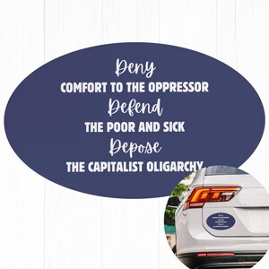 Deny Defend Depose Car Magnet Bumper, Anti Capitalism Social Justice Human Rights Liberal Leftist, Eat The Rich, Healthcare For All