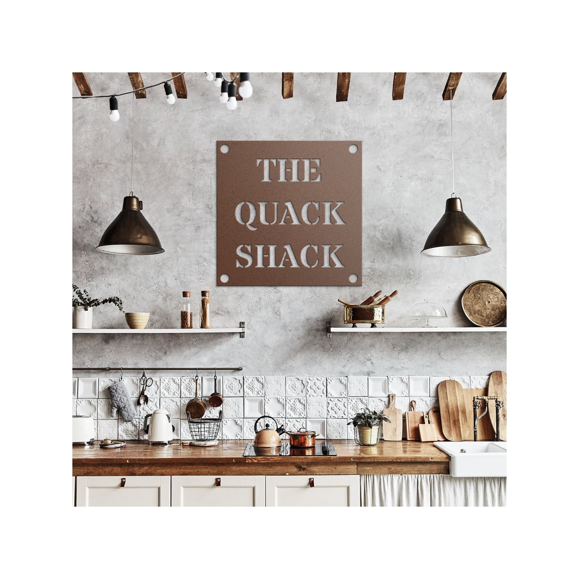 Targa Metallica Rustica The Quack Shack – Cartello Stradale Per Stagno, Pollaio, Pub O Casa – 40,6 X 10,2 Cm – Nero - 3
