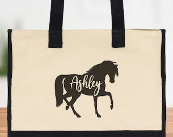 Personalized Horse Tote Bag, Horse Tote Bag, Personalized Gift, Christmas Tote Bag, Horse Lover Gift, Canvas Tote Bag, Equestrian Gifts