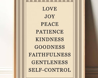 Galatians 5:22-23 Fruit of the Spirit Print Wall Art, Love Joy Peace, Bible verse wall art, Christian wall art, Prayer room wall art PR014