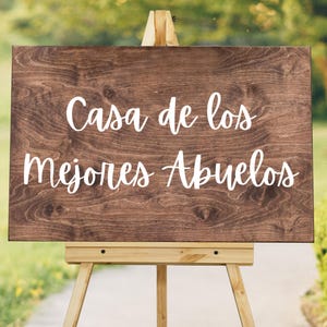 Casa de los mejores abuelos Sign Wood Sign Wooden Wedding Sign Front Door Decor, abuelos abuelitos , grandparents in Spanish.