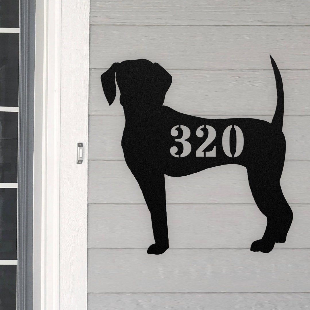 Personalized Beagle Address House Number Sign Metal Wall Art, Custom ...