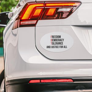 Subtle FDT Anti Trump Car Magnet Bumper, Democrat Resistance Gift Magnet, Freedom Democracy Tolerance, Liberal, Magnet Social Justice Gift y