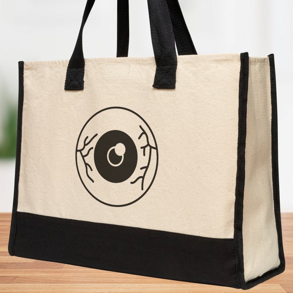 Eyeball Tote Bag Gift Halloween Eye Spooky Scary Gothic Wedding Bachelorette Bridesmaid Anniversary Birthday Honeymoon Canvas Tote Bag