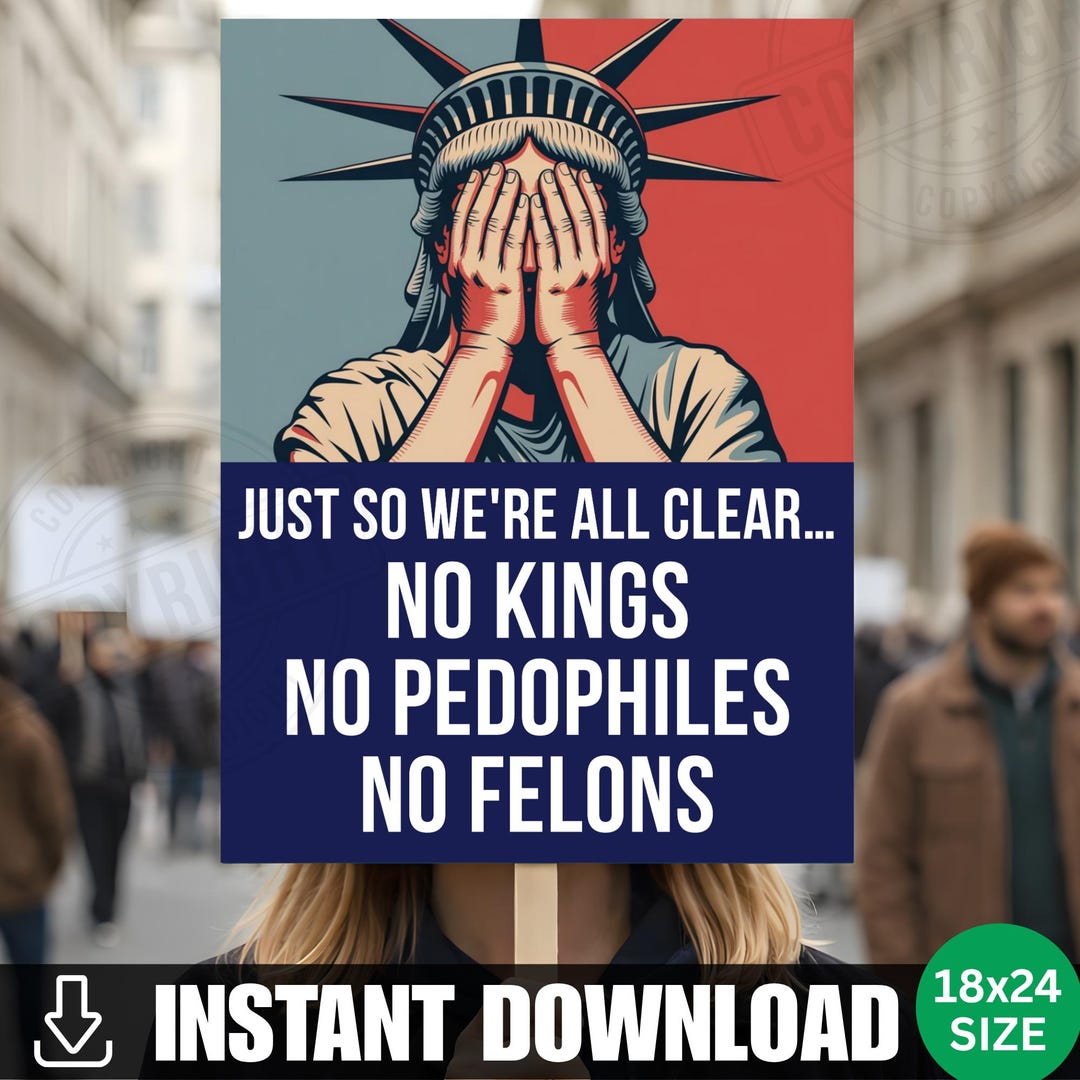 Anti Trump No Kings Protest Sign PRINTABLE No Kings Anti Trump Poster ...