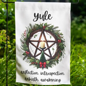 Winter Solstice Yard Flag Wheel of the Year Witch Sabbat Decor Double-sided Lawn Ornament Wiccan Gift Outdoor Altar Pagan Garden Decor 15