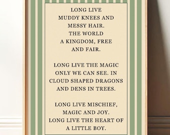 Boys Poem Art Print: Vintage Nursery Decor