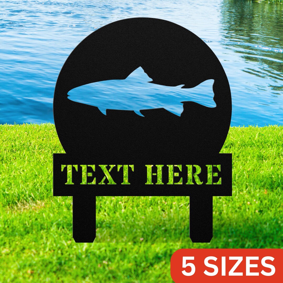 Personalized Trout Fishing Yard Statue Stake in Heaven Metal Outdoor ...