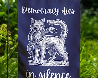 Democracy Dies in Silence Garden Flag - Resist Hate Flag, Anti-Trump Sign, Resist Racism, Resist Fascism Yard Sign Garden Flag