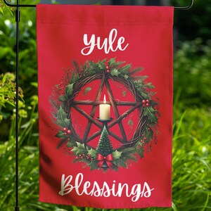 Winter Solstice Yard Flag Wheel of the Year Witch Sabbat Decor Double-sided Lawn Ornament Wiccan Gift for Outdoor Altar Pagan Garden Decor 7