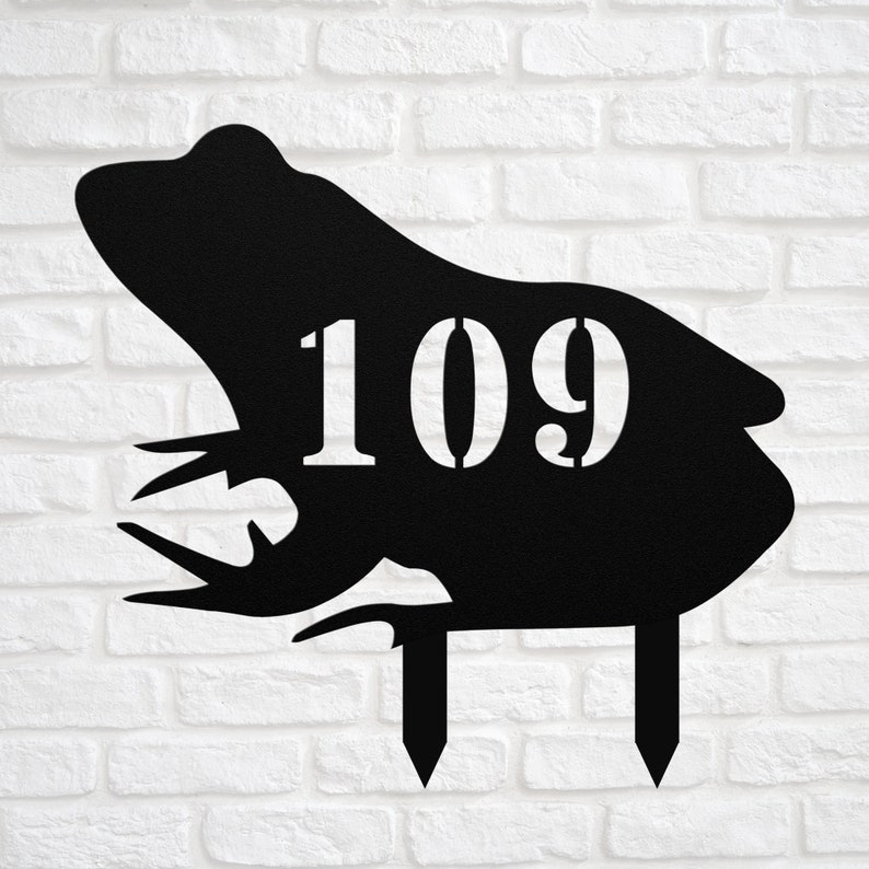 Frog Address House Sign Frog Metal Address Steel Yard Sign Etsy