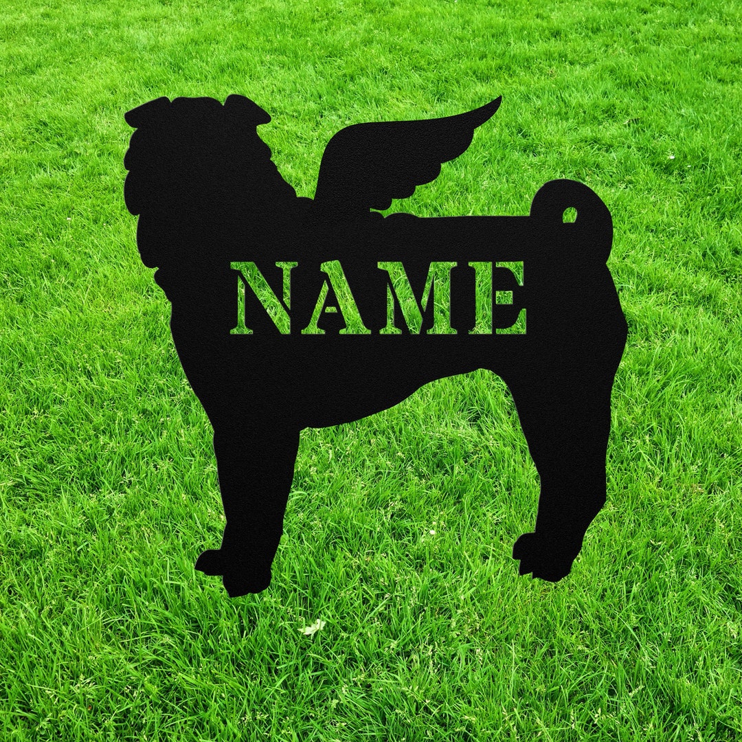 Shar Pei Angel Wings Garden Statue Stake, Custom Shar Pei Outdoor Yard ...
