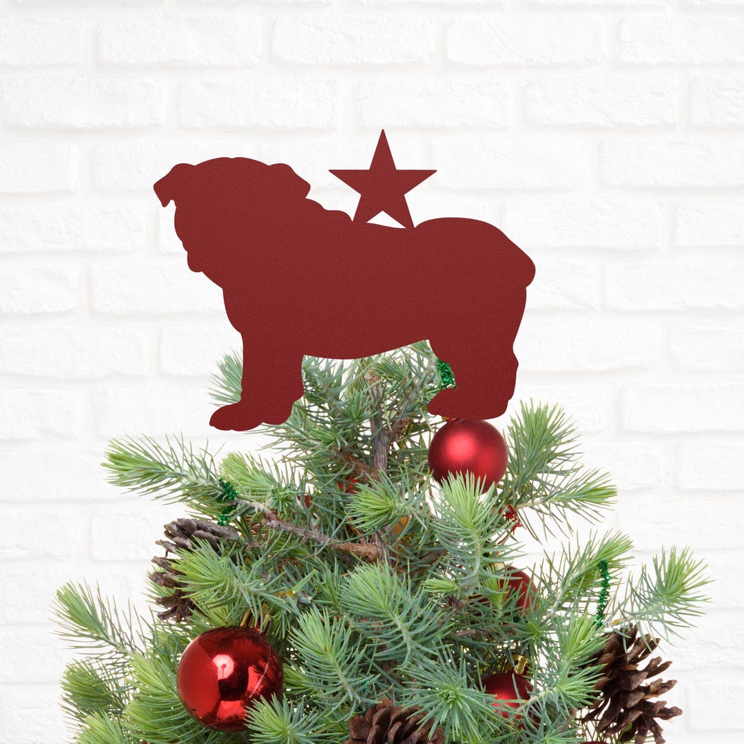 English Bulldog Tree Topper Christmas Holiday Decoration Ornament Dog ...