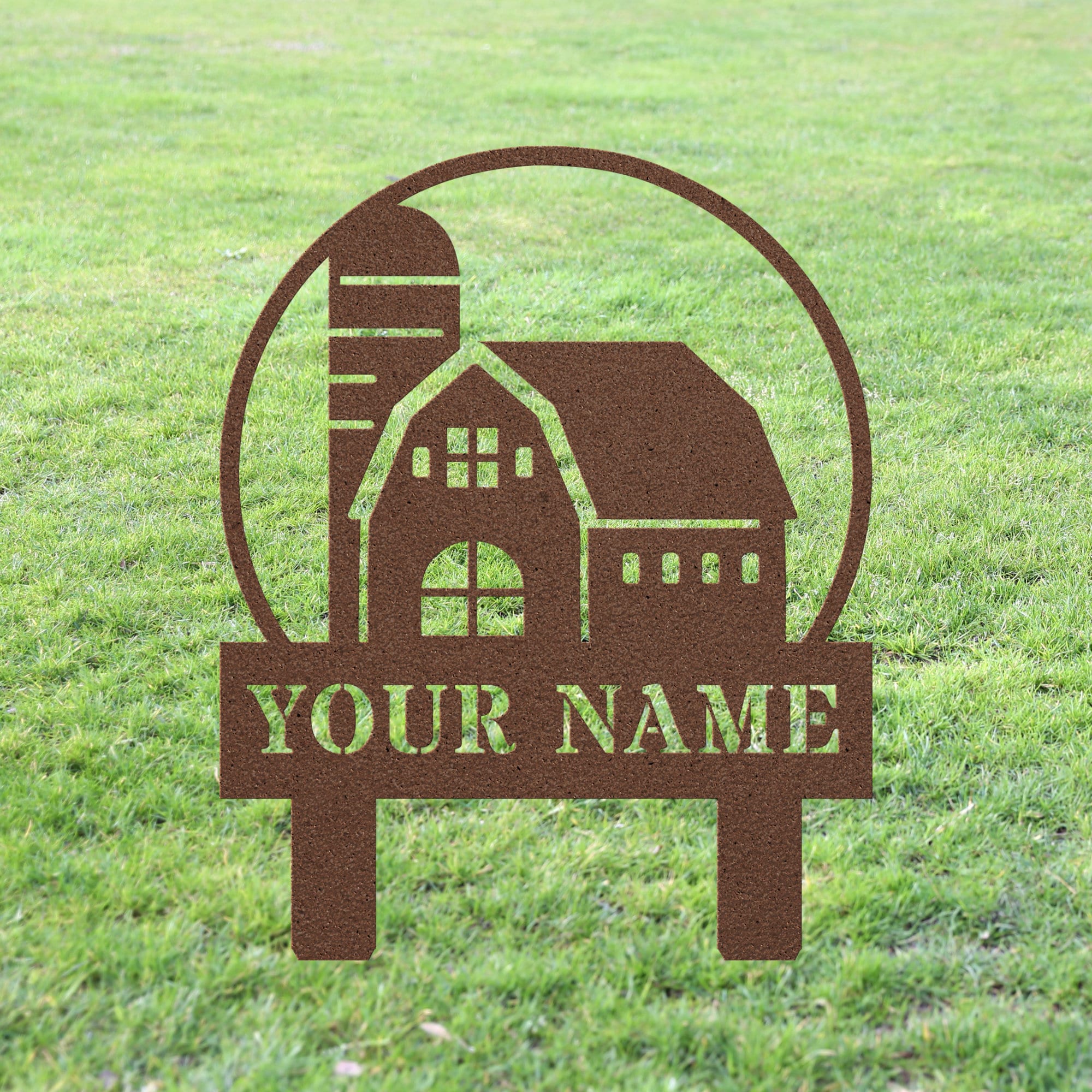 Custom Farm Barn Yard Sign Stake, Personalized Farm Metal Monogram Outdoor Lawn Decor, House Address Number Garden Decoration