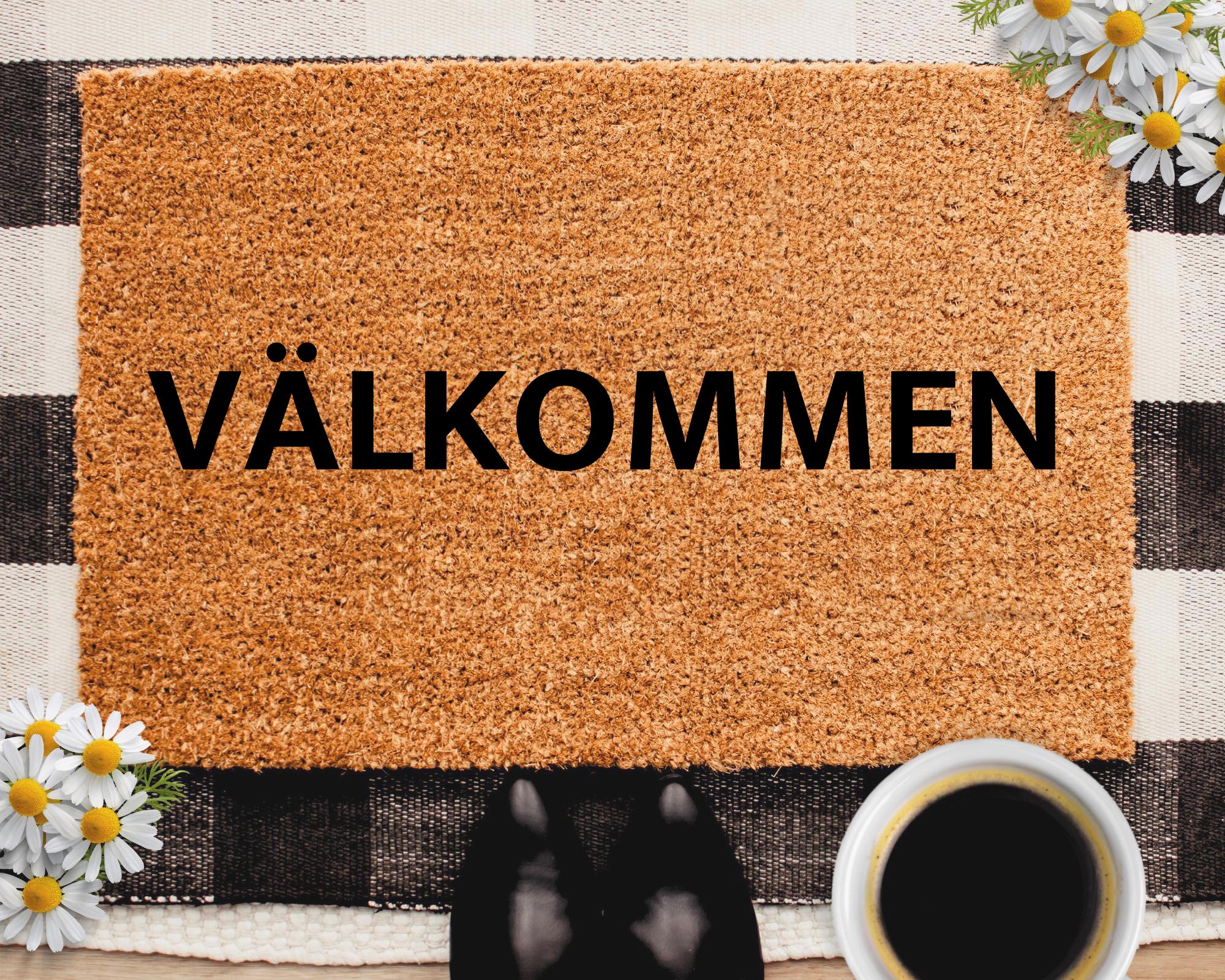 Swedish Welcome Doormat Valkommen Outdoor Rug Coir Sweden Door Mat