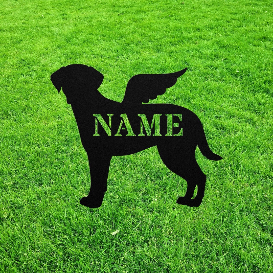 Black Lab Angel Wings Labrador Angel Statue Figurine for Garden Stone