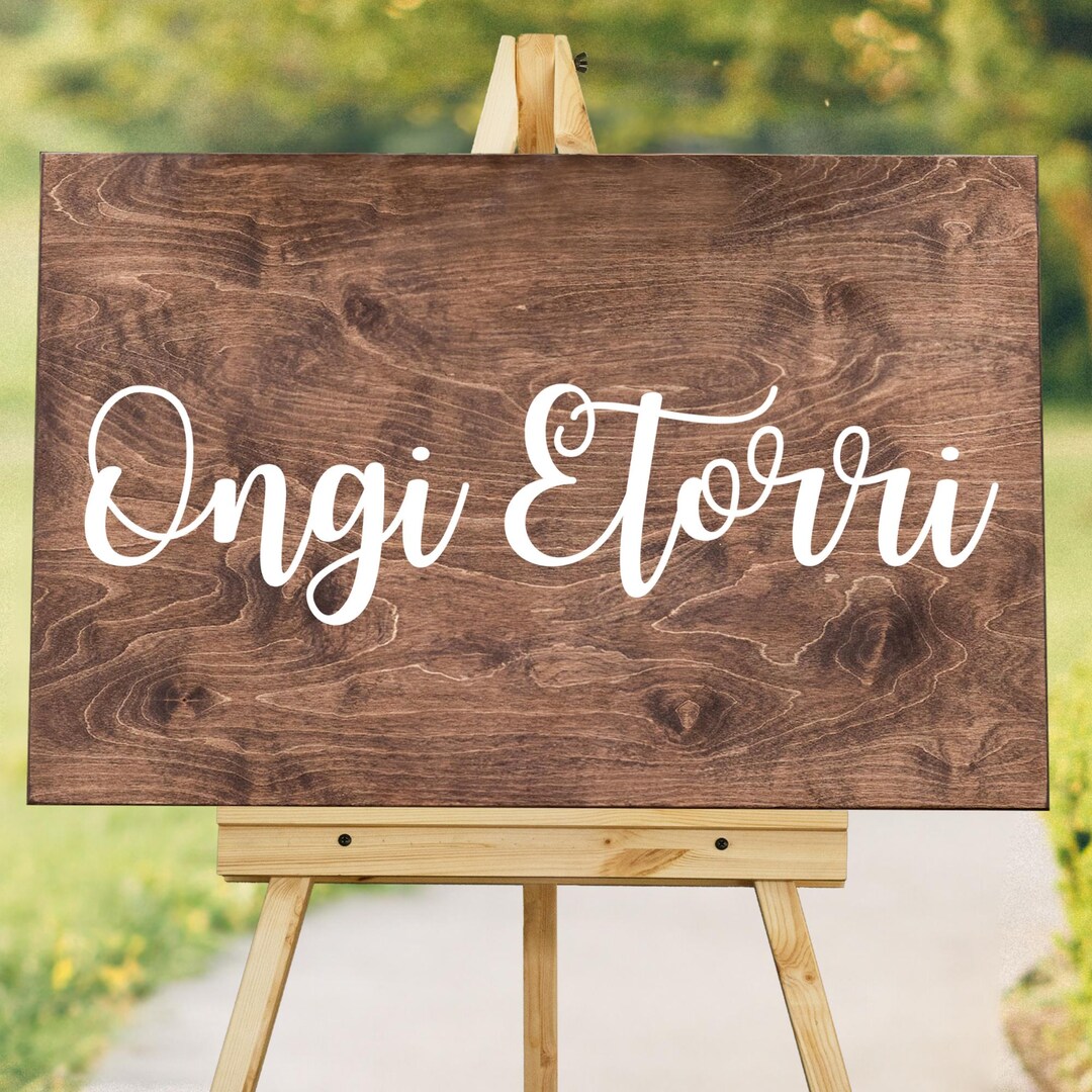 Basque Welcomesign Basque Welcome Wood Sign Wooden Wedding Sign Front Door Decor Ongi ...