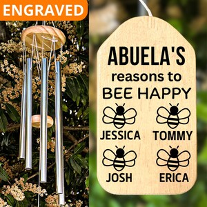 Abuela Wind Chime, Gift For Abuela Birthday Personalized Mother&#39;s Day Abuela Gift Grandkids Names Grandparent&#39;s Day Christmas Gift