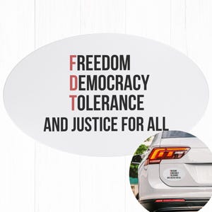 Subtle FDT Anti Trump Car Magnet Bumper, Democrat Resistance Gift Magnet, Freedom Democracy Tolerance, Liberal, Magnet Social Justice Gift f