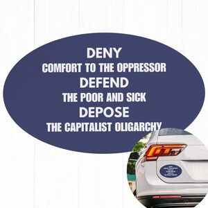 Deny Defend Depose Car Magnet Bumper, Anti Capitalism Social Justice Human Rights Liberal Leftist, Eat The Rich, Healthcare For All
