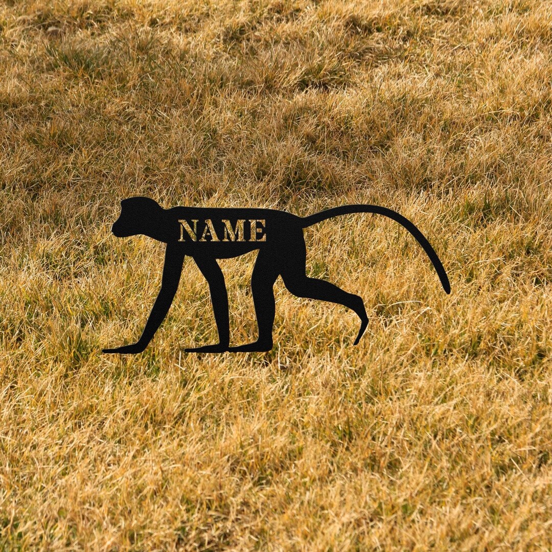 Personalized Monkey Garden Statue Stake, Custom Monkey Outdoor Yard Art
