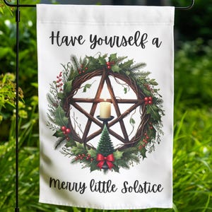 Winter Solstice Yard Flag Wheel of the Year Witch Sabbat Decor Double-sided Lawn Ornament Wiccan Gift Outdoor Altar Pagan Garden Decor 13