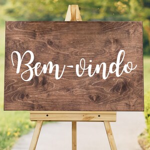 Portuguese Welcome Wood Sign Wooden Wedding Sign Front Door Decor Bem-vindo Angola Brazil Portugal Decor Housewarming Home Gift