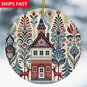 Scandinavian Christmas Ornaments Swedish Folk Art Gift Norwegian Christmas Home Decor European Gifts Nordic Folk Art Christmas Gift