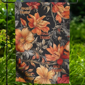 Subtle Anti Trump Flag, Anti Trumpism Floral Fck Trump Fdt Yard Sign Feminist Flag, Liberal Trump Parody Anti Republican Garden Flag Banner