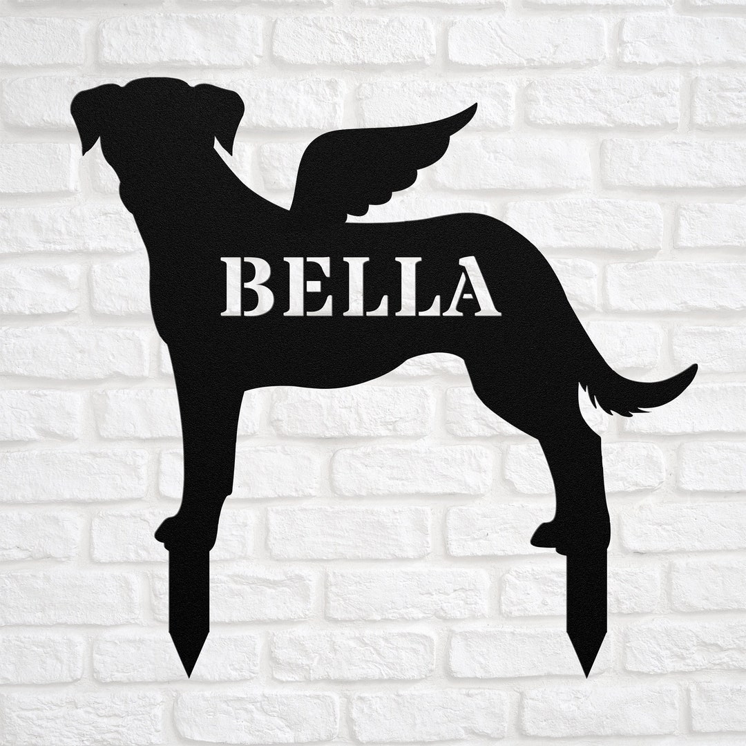 Mountain Cur Angel Wings Yard Statue Stake, Custom Mountain Cur Dog ...