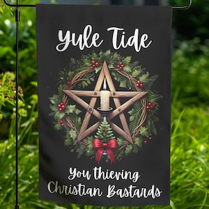 Winter Solstice Yard Flag Wheel of the Year Witch Sabbat Decor Double-sided Lawn Ornament Wiccan Gift Outdoor Altar Pagan Garden Decor 19