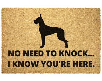 Great Dane Doormat Great Dane Ears Up No Need To Knock I Know You Are Here Funny Coir Doormat Door Mat Entry Mat Housewarming Gift