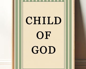 God Child Print Wall Art Cute Bible Quotes for Children Kids Christian Wall Art Affirmations Motivational Posters Kids Room & Nursery