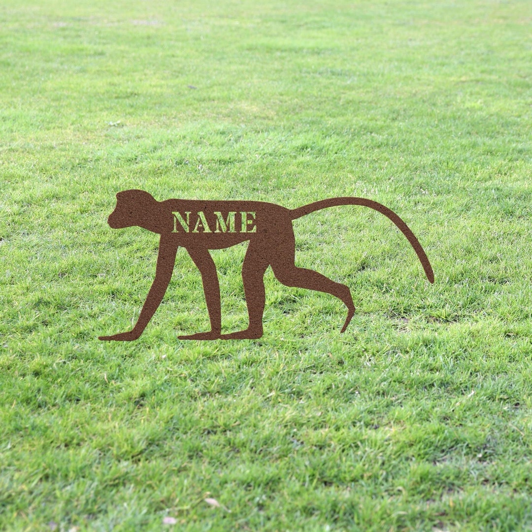 Personalized Monkey Copper Garden Statue Stake, Custom Monkey Outdoor