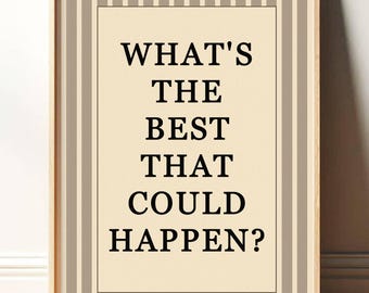 What's The Best That Could Happen Print, Retro Pink Red Poster, Motivational Quote, Positive Mindset Wall Art, Striped Poster PR072