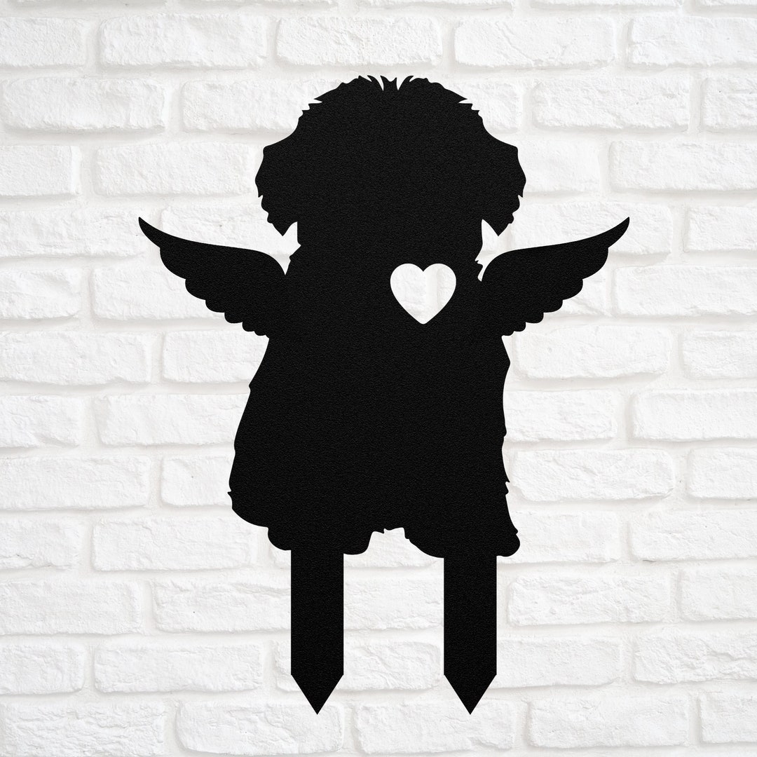 Yorkiepoo Angel Wings Yard Statue Stake Yorkipoo Memorial Wind Chime ...