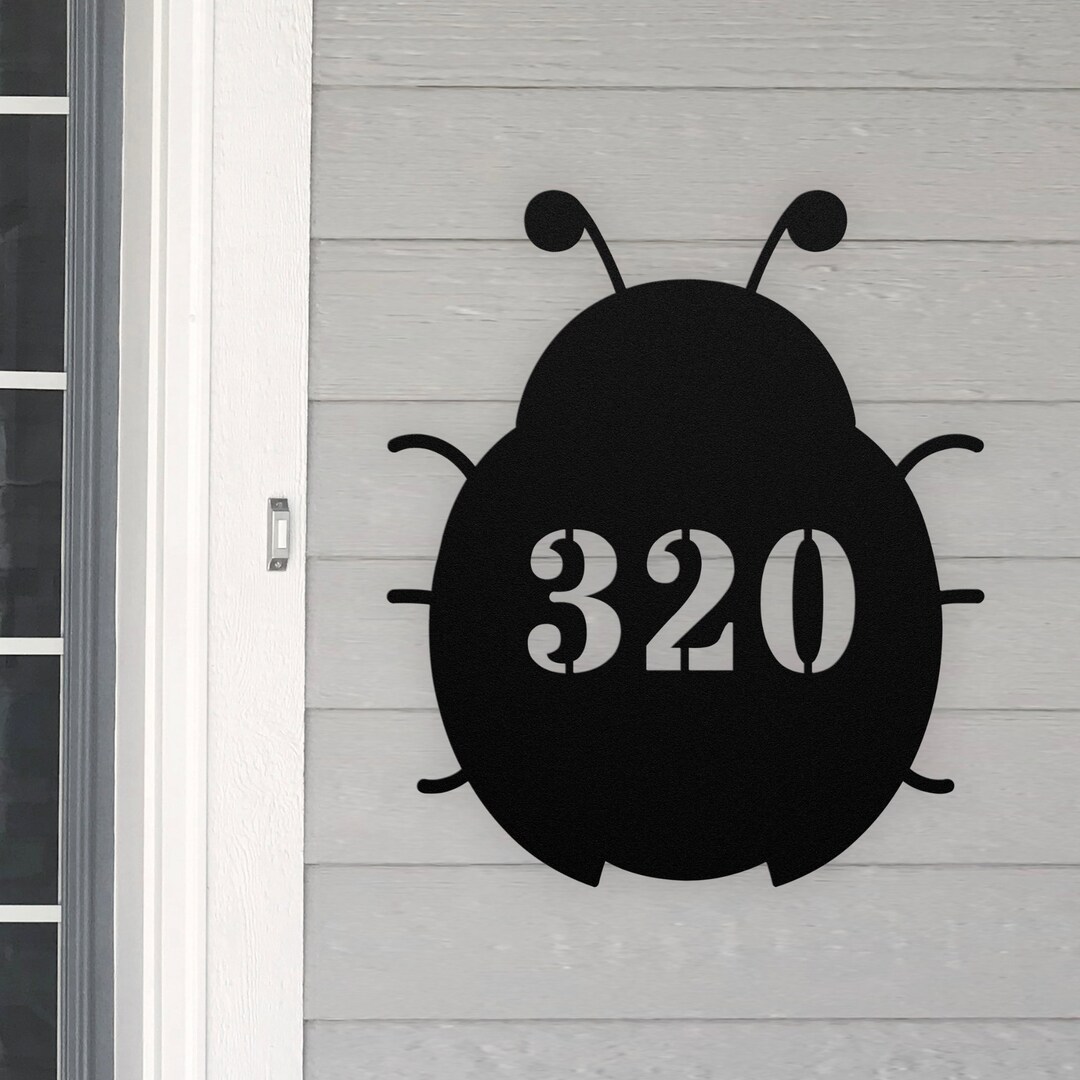 Personalized Ladybug Address House Number Sign Metal Wall Art, Custom ...