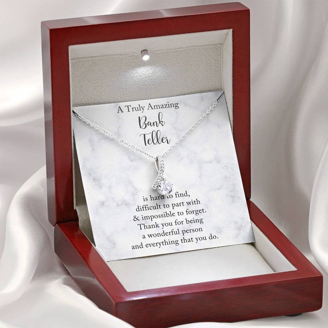 Bank Teller Gift Gift for Bank Teller Necklace Message Card Etsy
