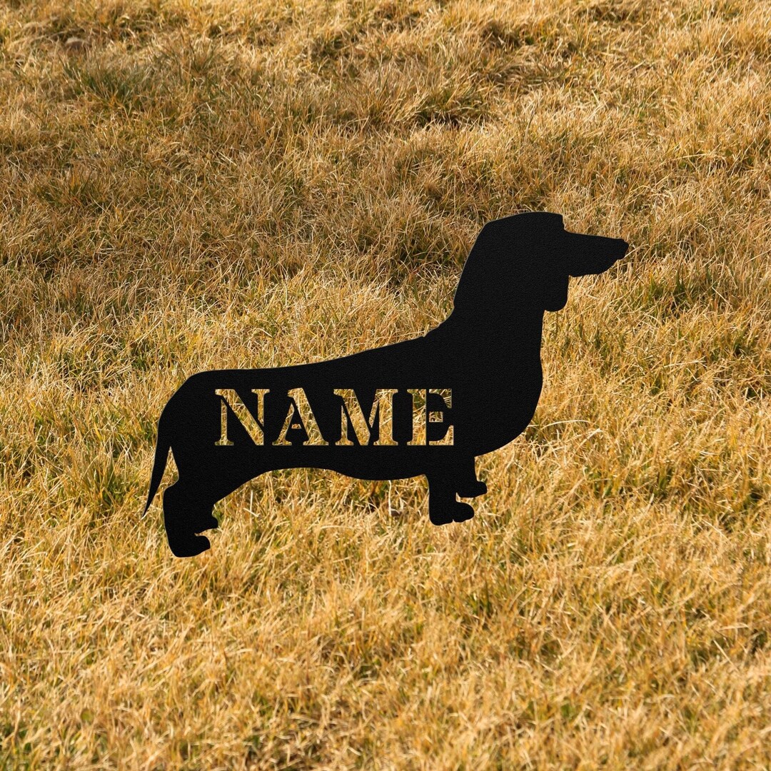 Personalized Sausage Dog Metal Silhouette Garden Statue Stake, Custom