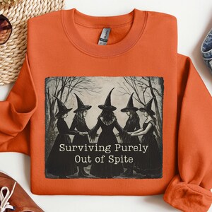 Surviving Purely Out Of Spite Sweatshirt, Funny Goth Witches Ravens Bats Sweatshirt, Bat Lover Gothic Boho Sweatshirt, Celestial Woman c
