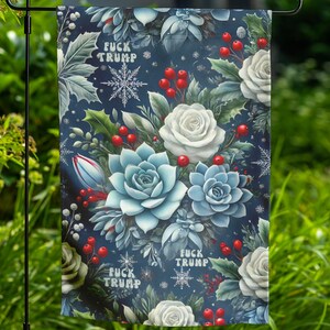 Subtle Anti Trump Flag, Anti Trumpism Floral Fck Trump Fdt Yard Sign Feminist Flag, Liberal Trump Parody Anti Republican Garden Flag Banner