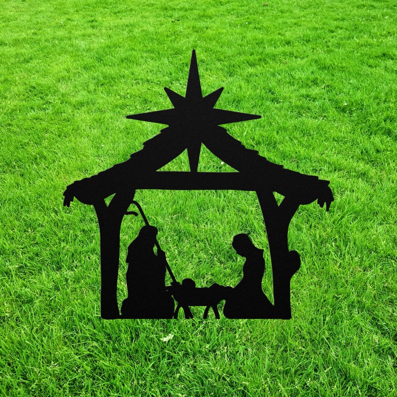 Outdoor Nativity Set Nativity Scene Metal Yard Stake Holy Etsy