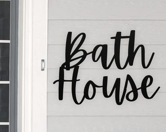 Bath House Sign, Bathroom Decor, Wash Room, Bathroom Sign Country Metal Bathroom Decor Gift Sign