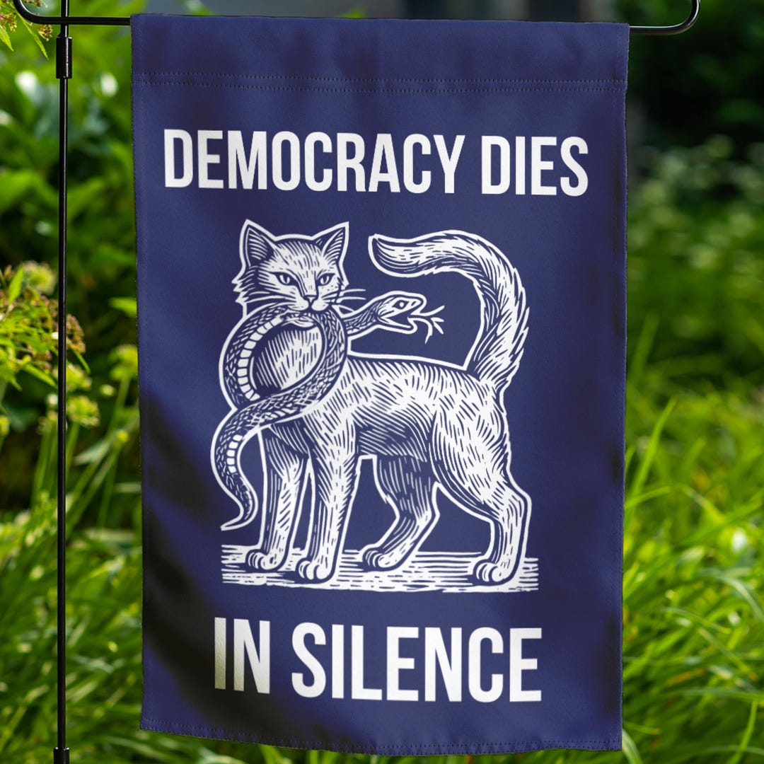 Democracy Dies in Silence Garden Flag Resist Hate Flag, Antitrump