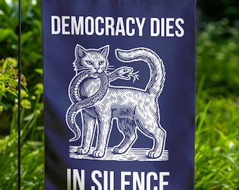 Democracy Dies in Silence Garden Flag - Resist Hate Flag, Anti-Trump Sign, Resist Racism, Resist Fascism Yard Sign Garden Flag