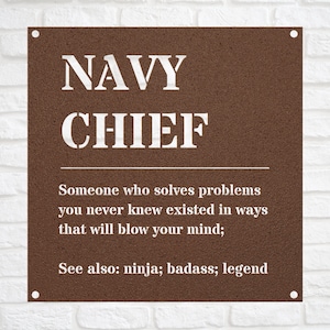 Personalized NAVY CHIEF Gift Metal Sign For Birthday, Christmas, Appreciation Gift l Custom Name Travel Wall Art for Men Women