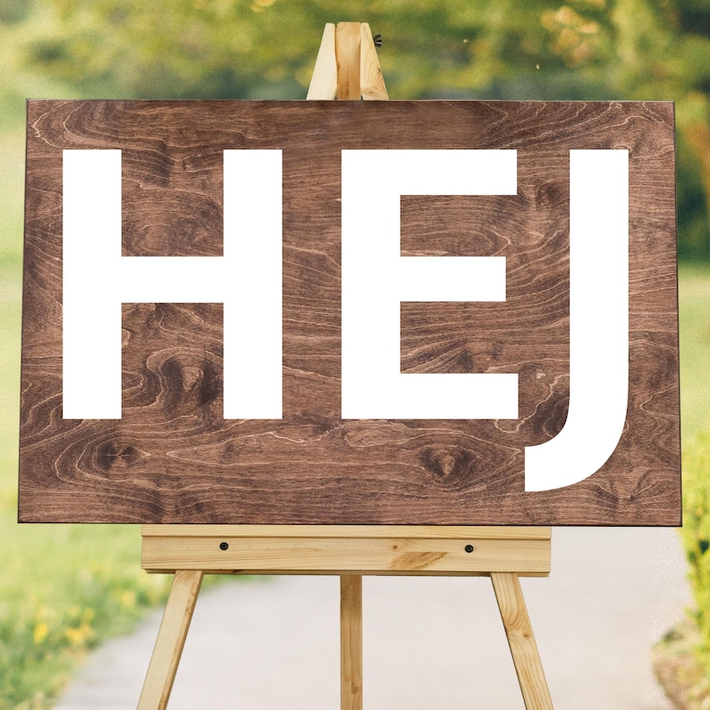 Hej Sign Hej Sign Danish Wood Sign Wooden Wedding Sign Front Door Decor Hi Hello ...