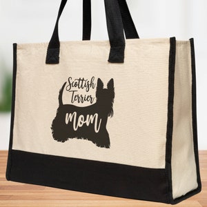 Scottish Terrier Mom Tote Bag, Scottie Dog Mom Gift Gift For Scottie Owner Dog Lover Mothers Day Gift Eco Friendly Premium Canvas Tote Bag